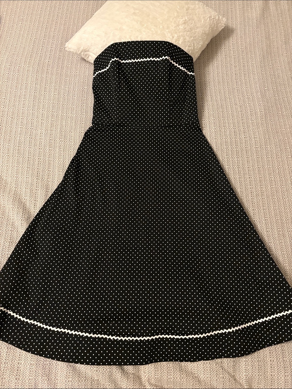 White House Black Market Black Strapless Polka Dot A-Line Dress